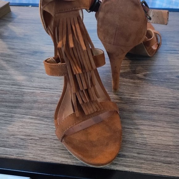 Christian Siriano For Payless heel sandals tassel brown suede women's size 8 - Picture 3 of 14